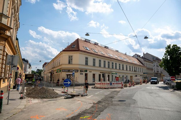 Vienna Austria June 13 2023 Repair work on one of the streets in the center