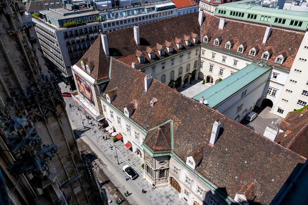 Vienna Austria June 13 2023 View of the square in front of St Stephen's Cathedral from the observation deck