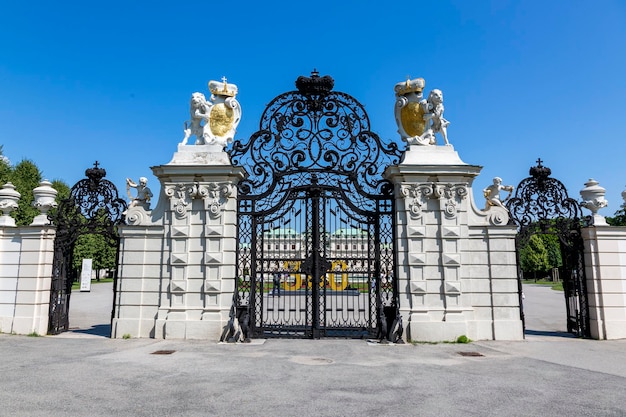 Vienna Austria June 15 2023 The gates of the Belvedere a historic complex of buildings in Vienna