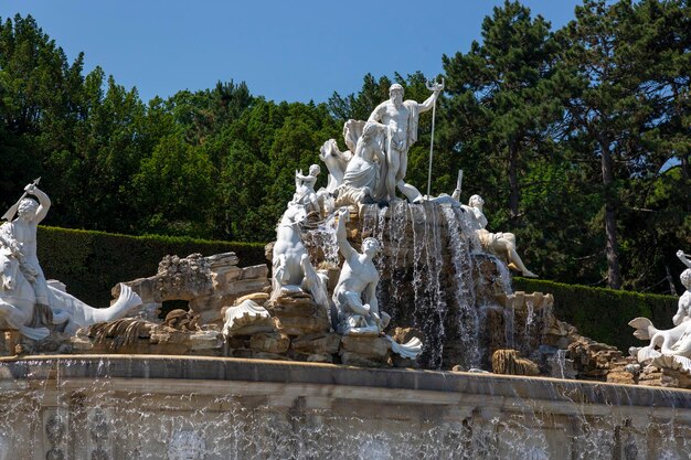 Vienna Austria June 18 2023 Neptune Fountain in the Schoenbrunn Palace Park