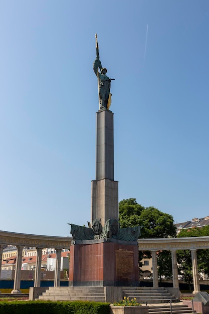 Vienna Austria June 19 2023 Monument to the Heroes of the Red Army in Vienna on Schwarzenberg Square