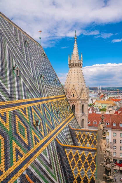 Vienna city skyline, aerial view from above in Austria