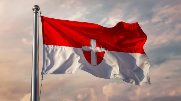 Vienna Waving Flag Against a Cloudy Sky