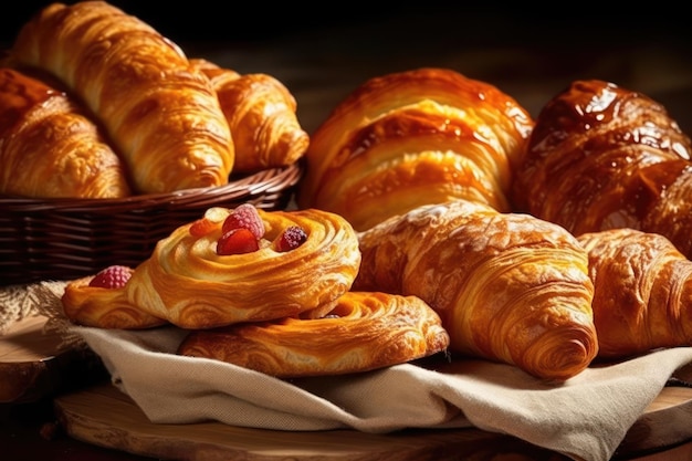 Фото viennoiserie — французская выпечка на дрожжах.