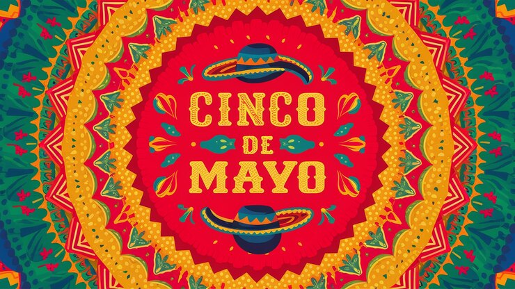 Foto vier cinco de mayo feestelijke achtergrond met sombrero en serape