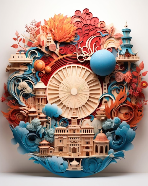 Vier culturele diversiteit met levendige 3D-papiersculpturen