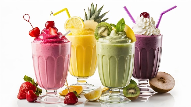 Foto vier heerlijke zomersmoothies.