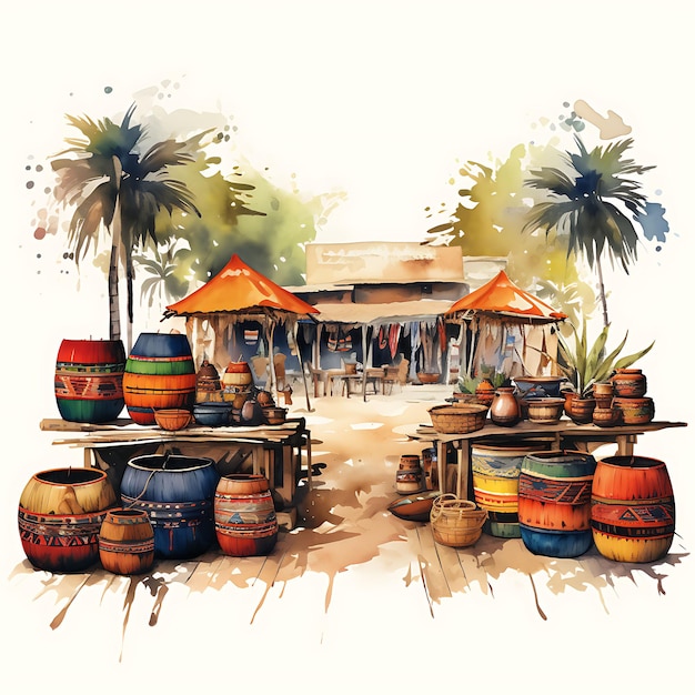 Vier het traditionele in Colombia met prachtige aquarellen en feestelijke ontwerpen T-shirt Clipart