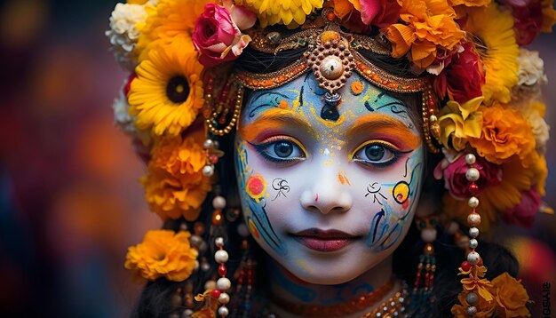 Vier Janmashtami met levendige kleuren en feestelijke decoraties