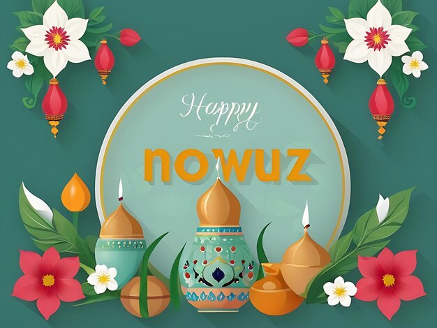 Vier Nowruz met prachtige gratis Vector Flat Illustraties Download Nu