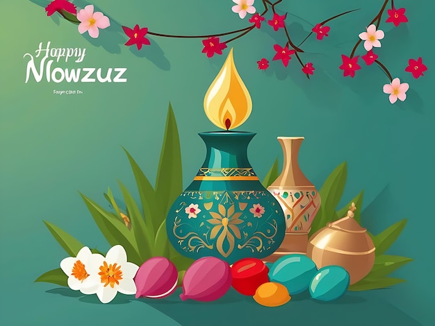 Vier Nowruz met prachtige gratis Vector Flat Illustraties Download Nu