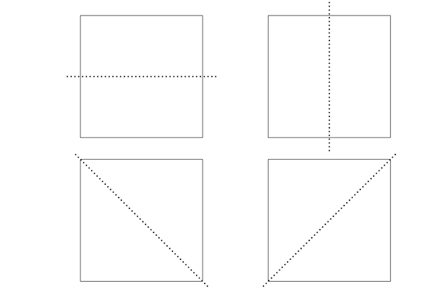 Foto vier symmetrielijnen van het vierkant