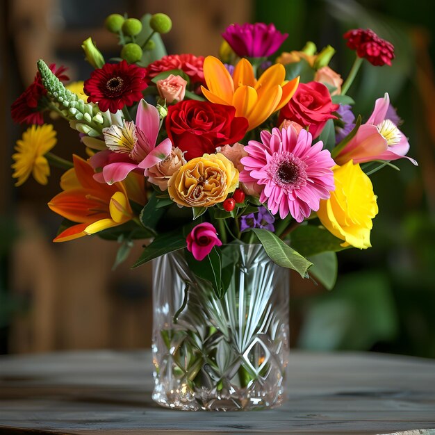 Vier Vrouwendag met een prachtig boeket van levendige bloemen in een kristallen vaas een mooi gebaar van waardering en bewondering