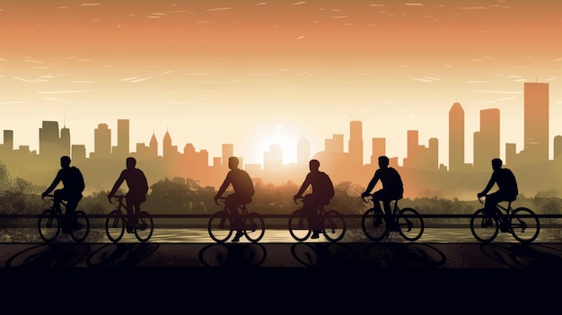 Vier Wereldfietsdag met deze prachtige vectorillustratie van fietsers op de weg