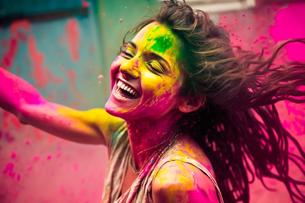 Viering van het Holi-festival voor vrouwen