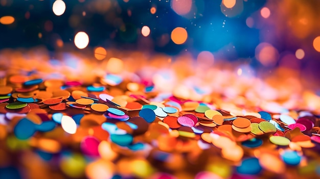 Viering van Kleur Kleurrijke Confetti en Bokeh op een Carnaval Achtergrond Generatieve AI