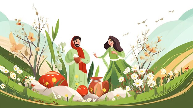 Foto viering van nowruz holiday cartoon promotionele illustraties gegenereerd met ai