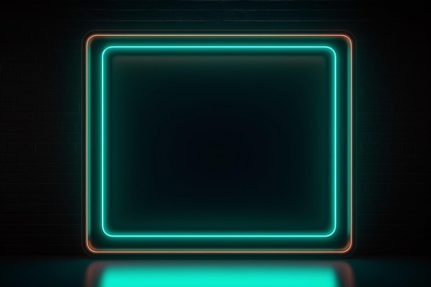 Vierkant frame teken in de vorm rechthoek afbeelding op een zwarte achtergrond Bovenaanzicht futuristische stijl generatieve AI