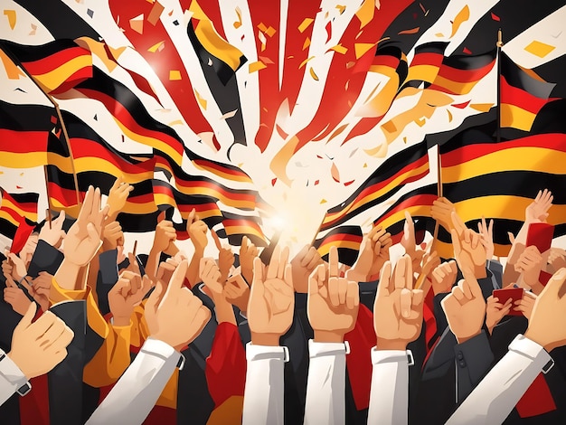 Vierkante banner illustratie van de viering van de dag van de Duitse eenheid. Vertaling dag van de Duitse eenheid zwaaien