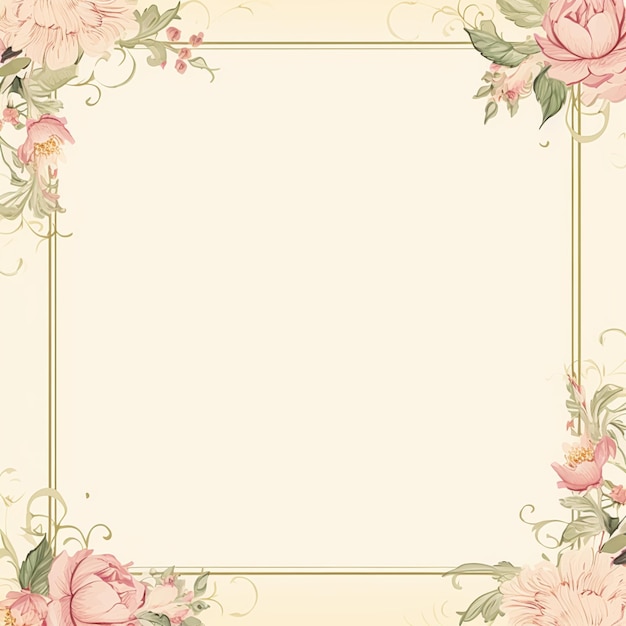 Vierkante blanco vintage bloemenpapier achtergrond voor afdrukbare digitale papieren kunst briefpapier en wenskaart illustratie