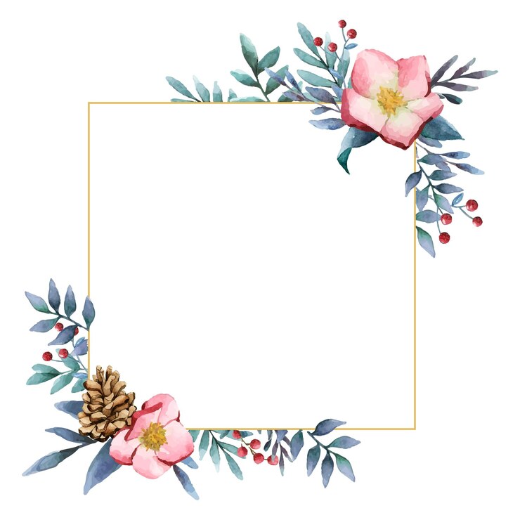 Foto vierkante bloem png frame waterverf esthetiek op doorzichtige achtergrond