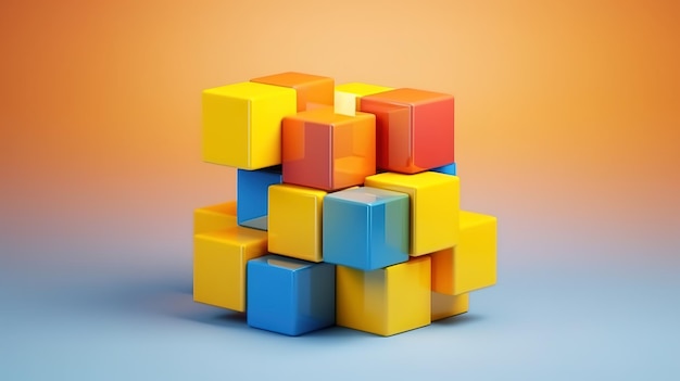 Vierkante blokken abstracte geometrische vormen 3D render achtergrond Generatieve Ai