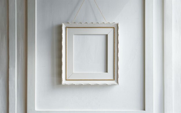 vierkante geïsoleerde witte fotoframe op de muur