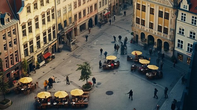 Foto vierkante van een europese stad ai gegenereerd