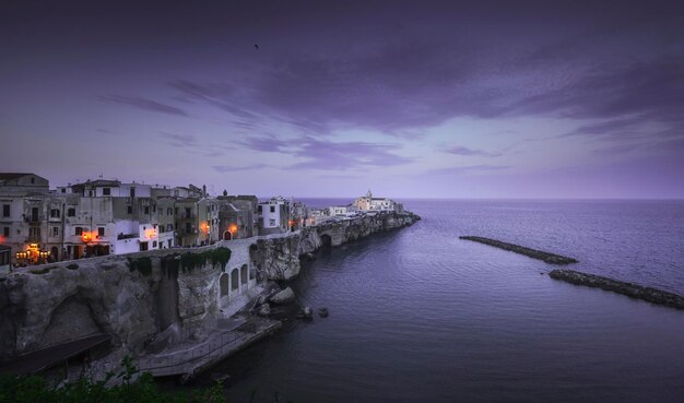 Vieste town on the rocks Gargano Apulia Italy