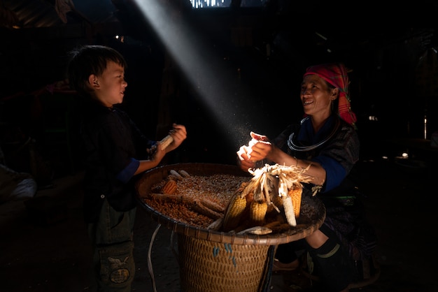 A Vietnam farmer working during sunset time