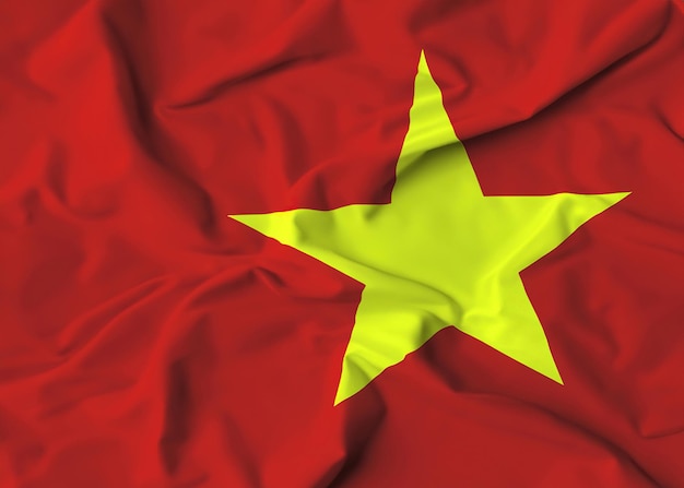 Vietnam flag background on fluttering fabric background