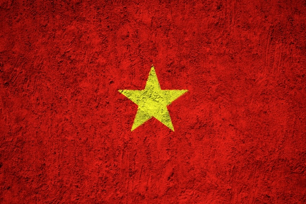 Vietnam flag painted on grunge wall