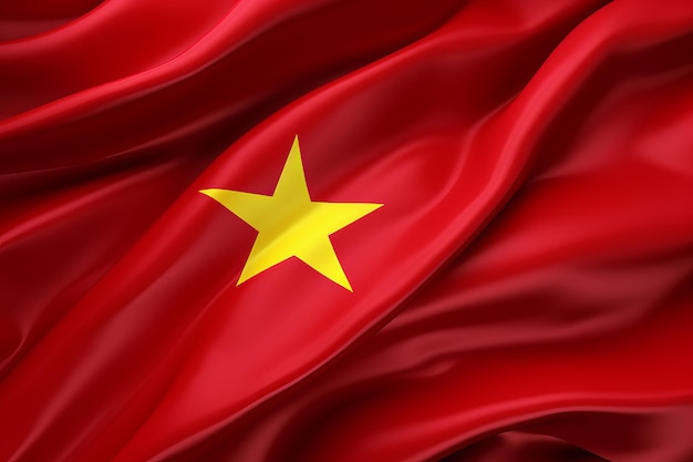 Vietnam flag waving with yellow star generative AI