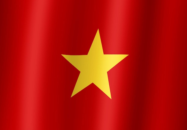 Vietnam national flag 3d illustration close up view