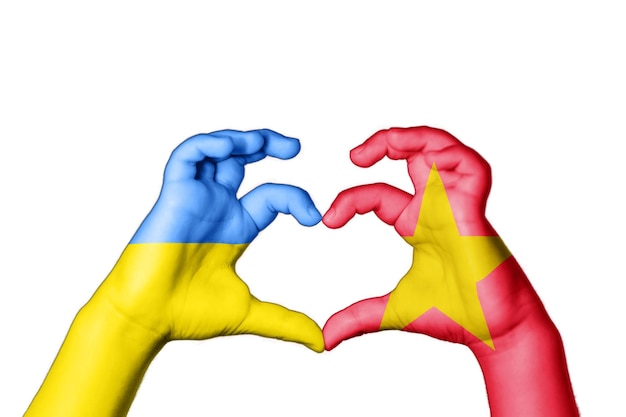 Vietnam Ukraine Heart, Hand gesture making heart, Pray for Ukraine