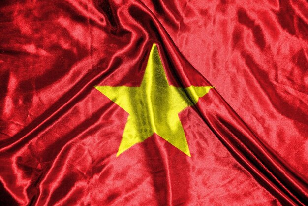 Vietnam van Amerika doek vlag Satijnen vlag zwaaien stof textuur van de vlag