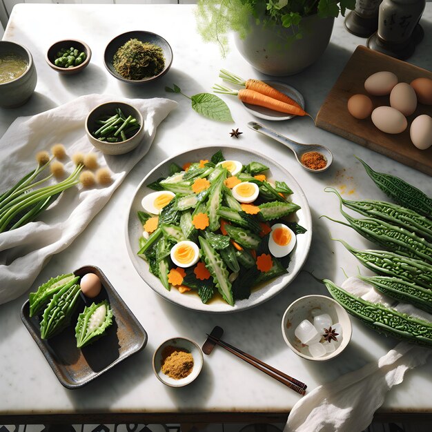 Vietnamese Bitter Melon Salad with Fresh Herbs