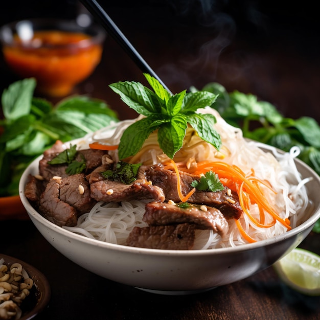 Vietnamese cold rice vermicelli noodle dish