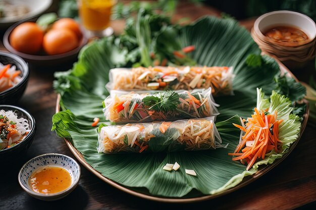 Photo vietnamese cuisine spring rolls