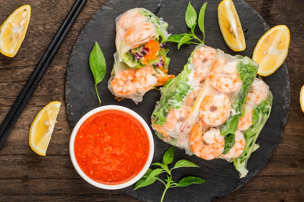 Vietnamese FoodFresh Spring Roll with shrimps