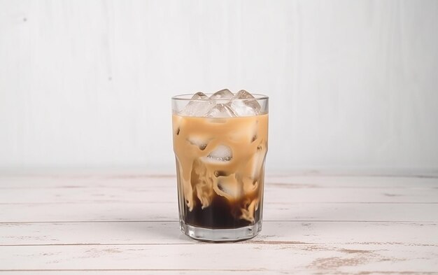 베트남의 얼음 커피, 달한 압축 우유, 컵에 얼음, 아시아의 여름 지역 음식