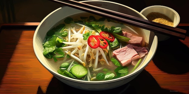 Vietnamese Pho Bo Soup AI Generated