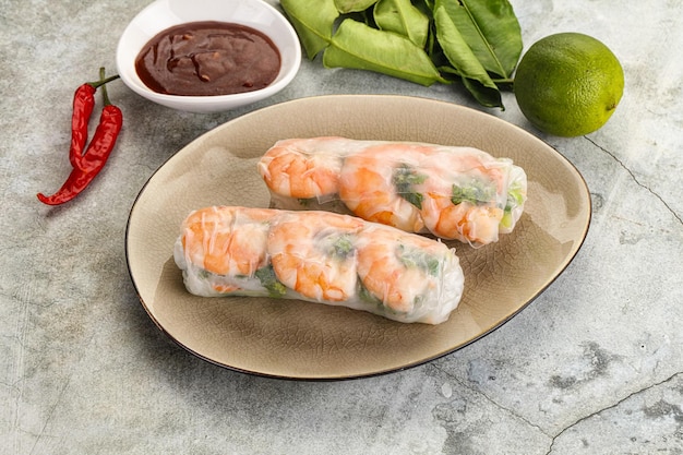 Vietnamese snack spring roll with prawn