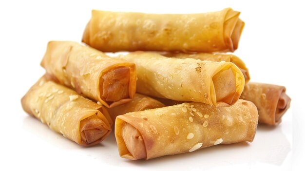 Photo vietnamese vegeratian egg rolls cha gio chay on white background generative ai