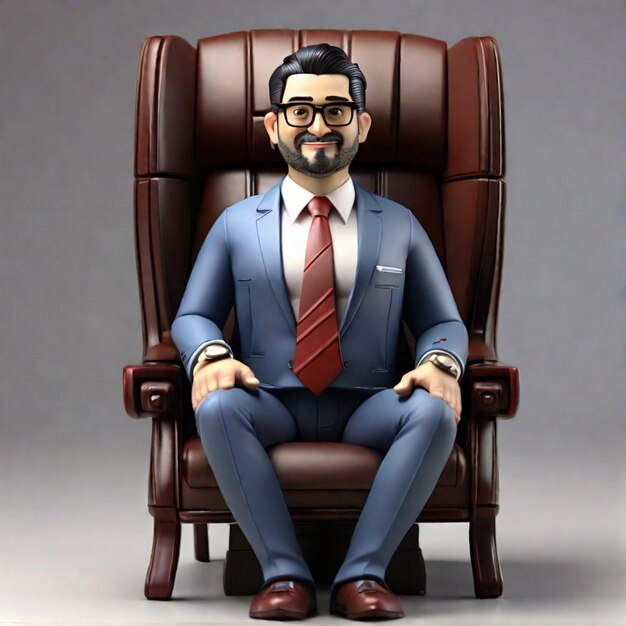 View of 3d businessman with comic cartoon businessman