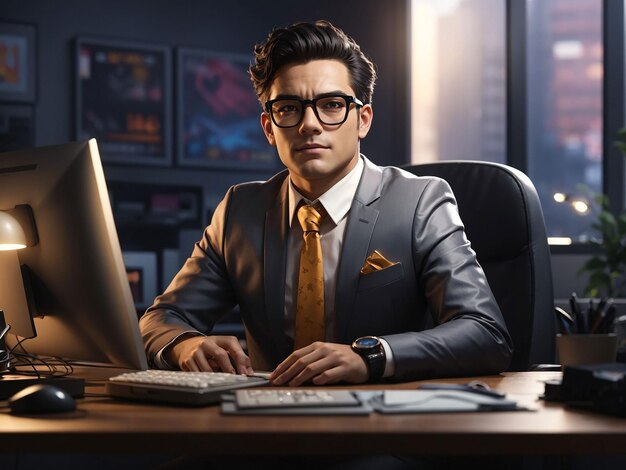 View of 3d businessman