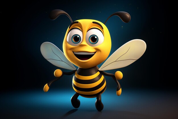 View of 3d cartoon character bee