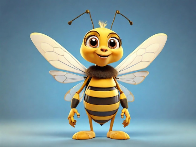 View of 3d cartoon character bee