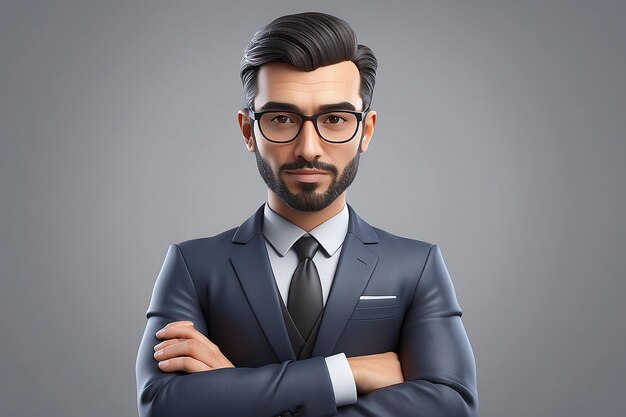 View of 3d confident businessman