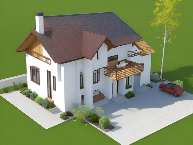 Photo view of 3d house model